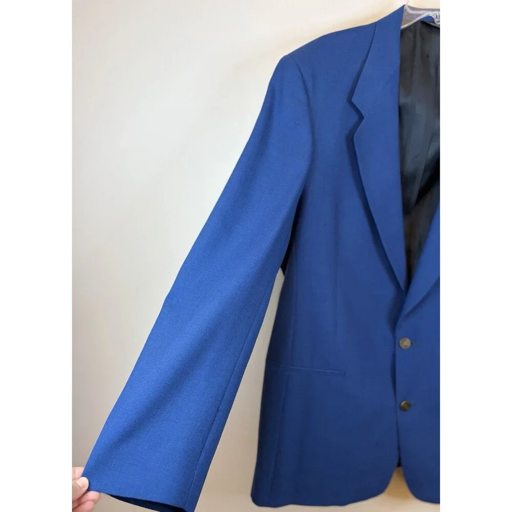 VTG PIERRE CARDIN Blazer Men 44 Royal Blue Single Breasted 2 Button Gold Accent